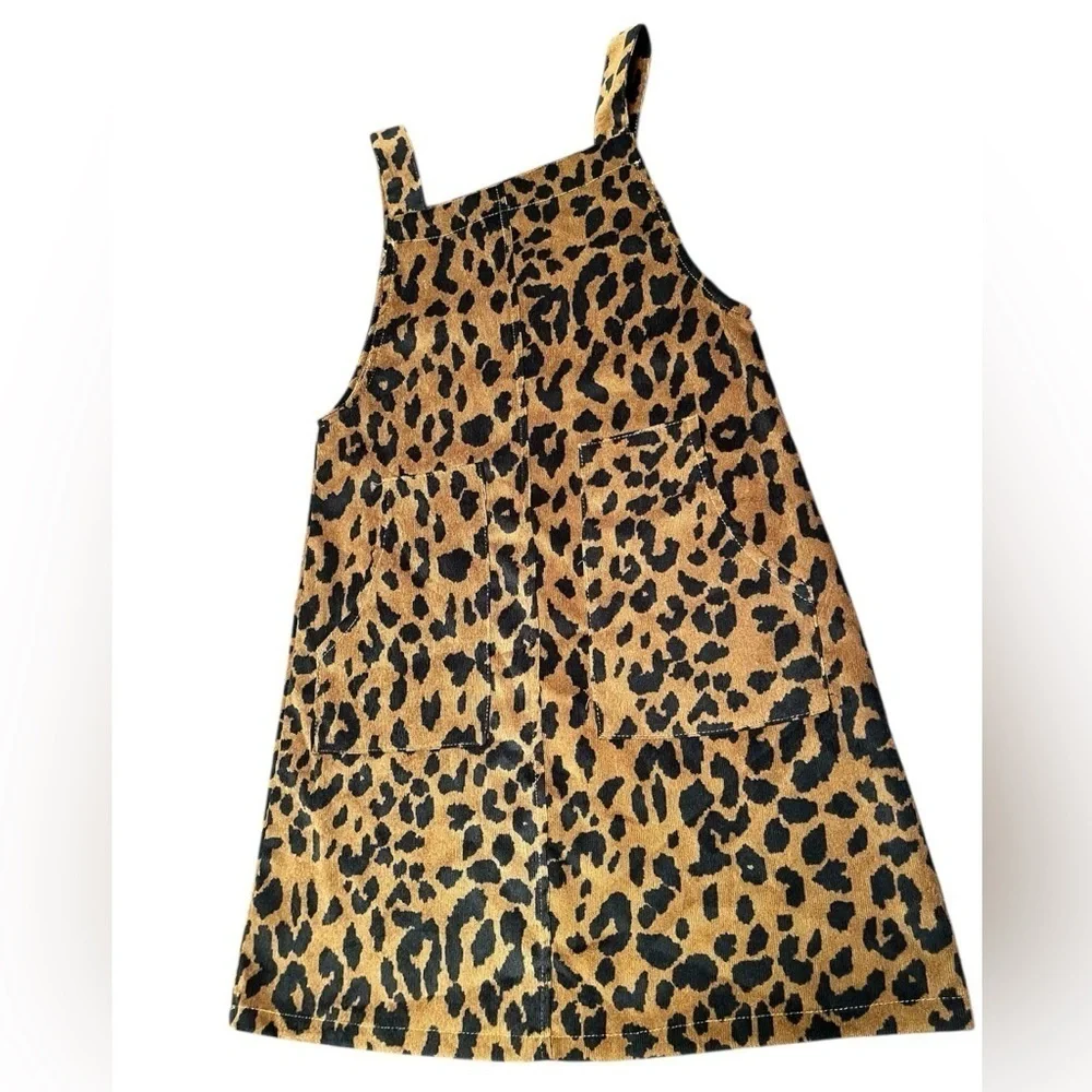 Hayden Girls Corduroy Leopard Overall Dress Size L (age 11/12)